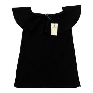 NWT Tuckernuck Women's XL Black Sleeveless Knit Top Ruffle‎ Round Neck